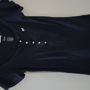 Navy Blue Button-Up Top